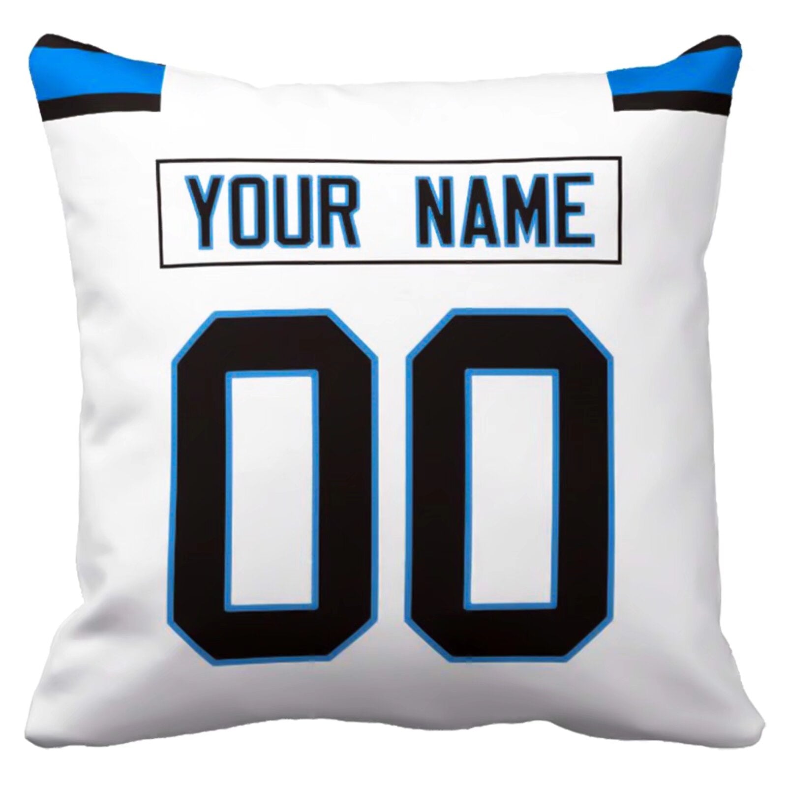 Carolina personalized football pillow extra product view showing custom name and number design
