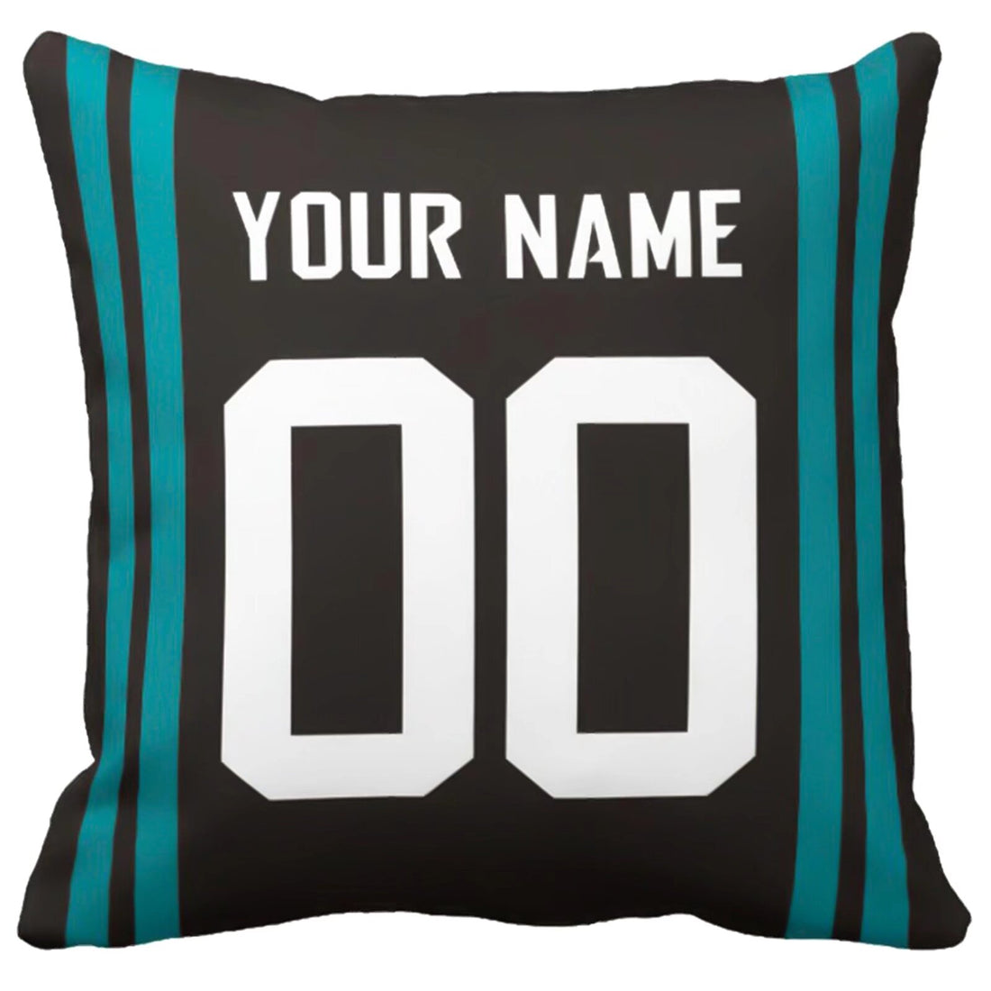 Jacksonville personalized football throw pillow set with custom name and number in city-inspired colors