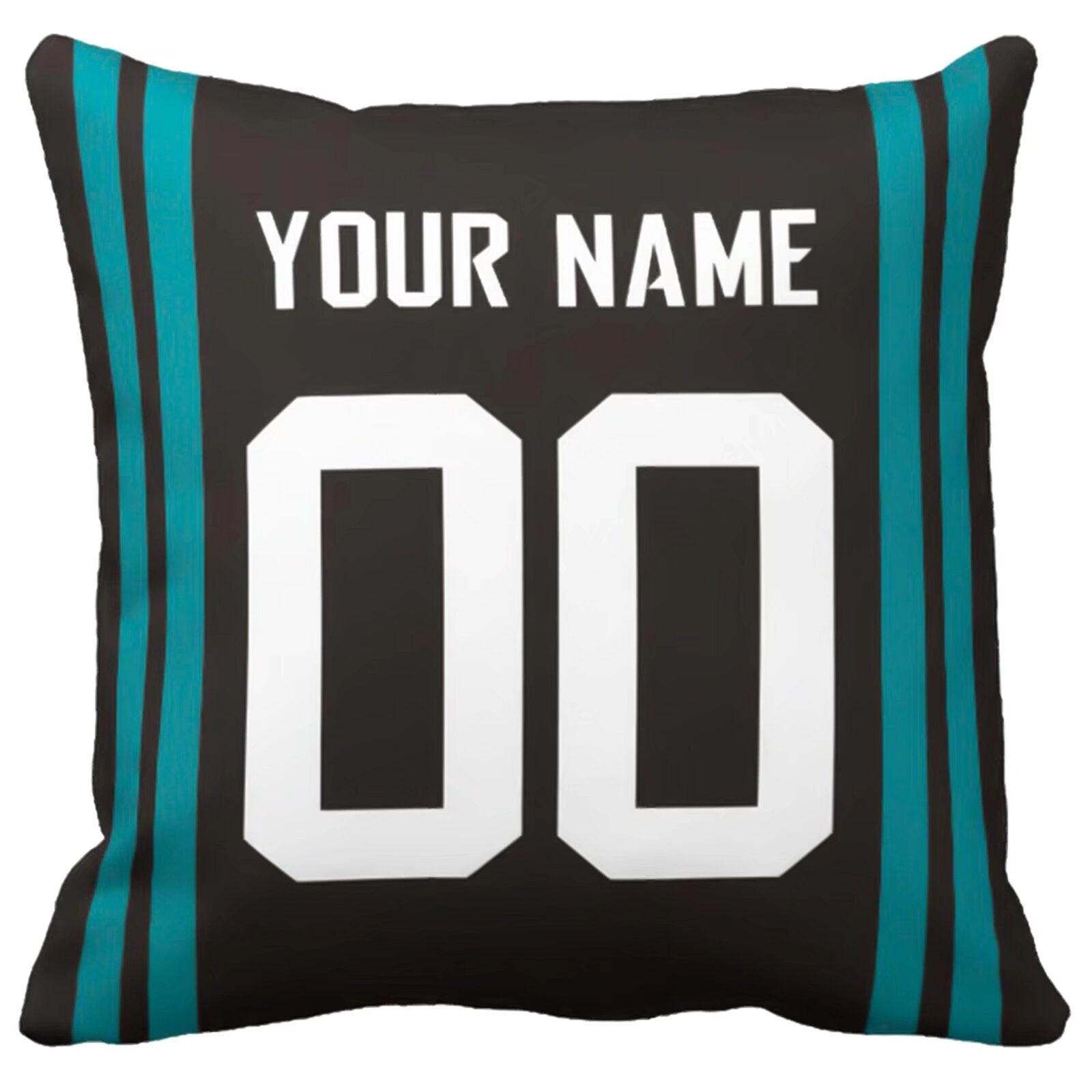 Jacksonville custom football throw pillow front view with personalized name and number artwork