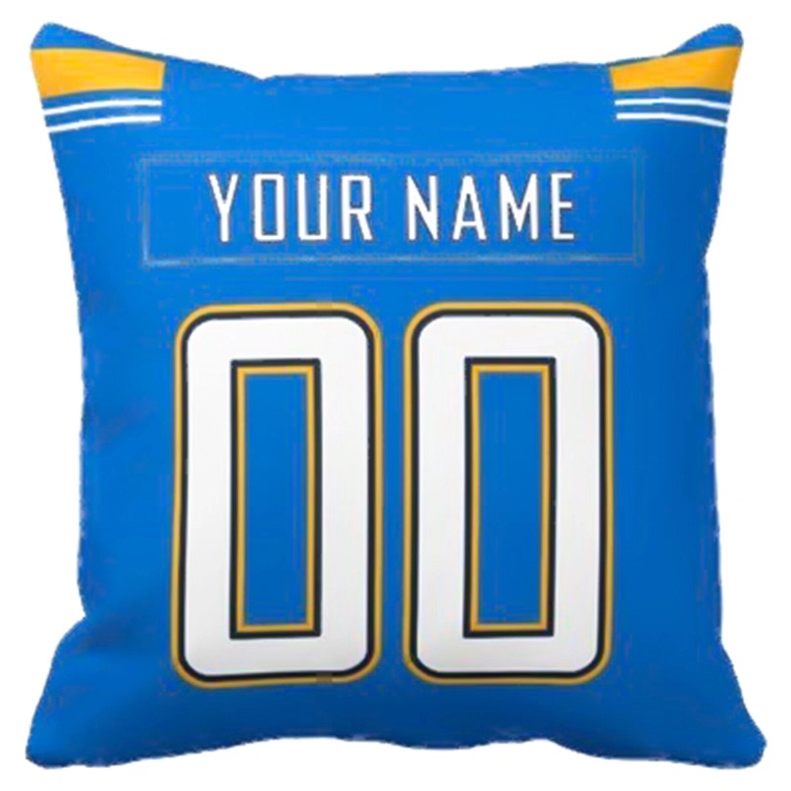 Los Angeles personalized football pillow alternate front view with name and number design