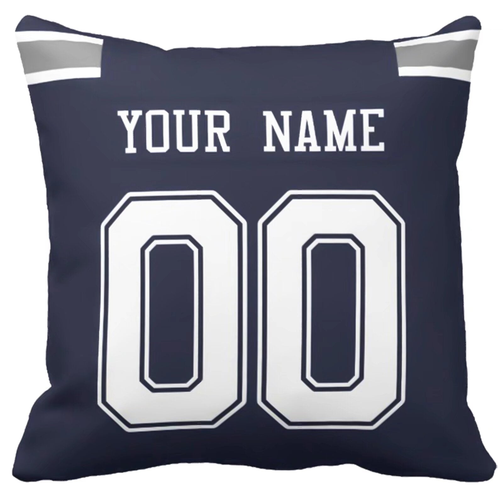 Dallas personalized football pillow alternate back view with arched name and number