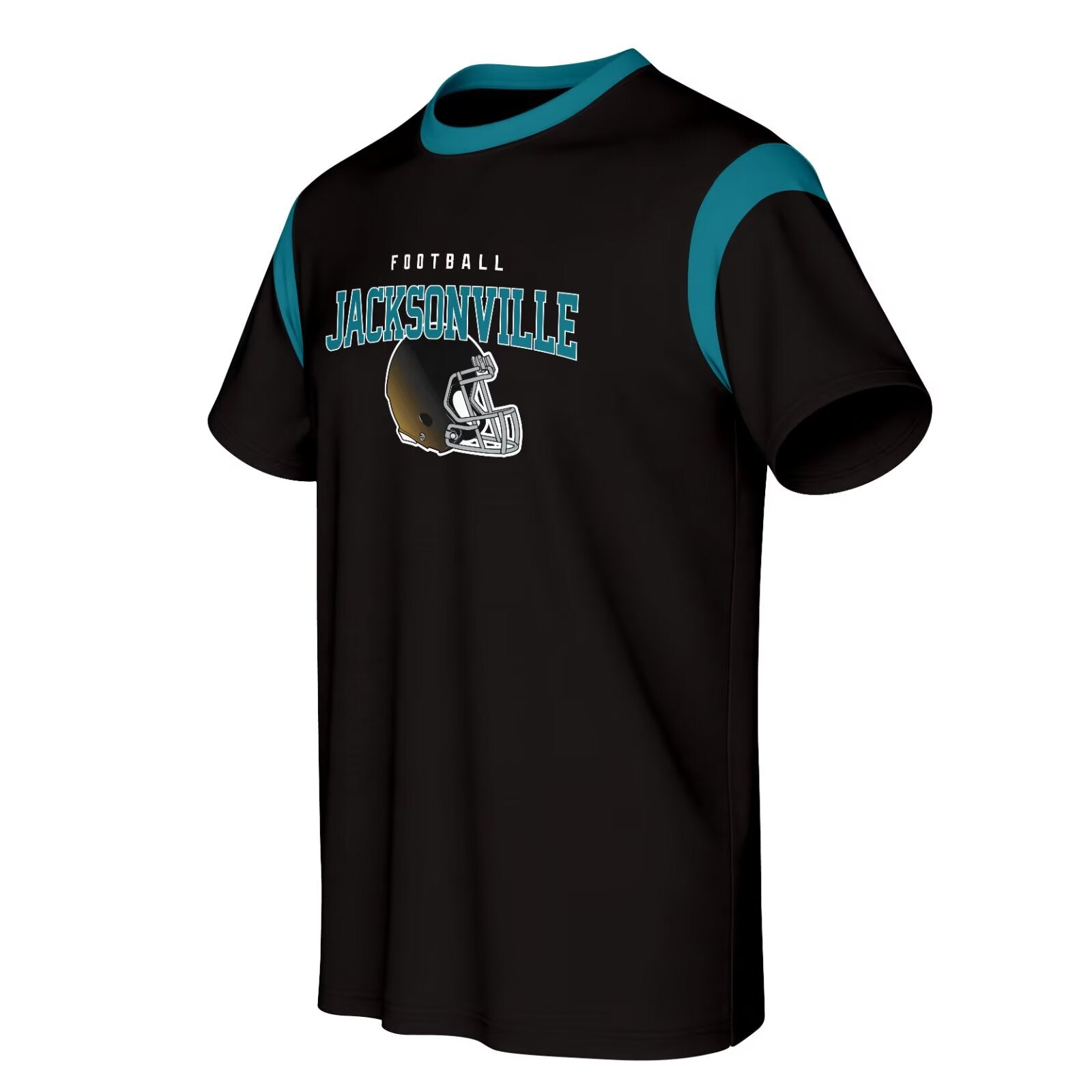 Jacksonville football style T-shirt front view with crewneck short sleeve design
