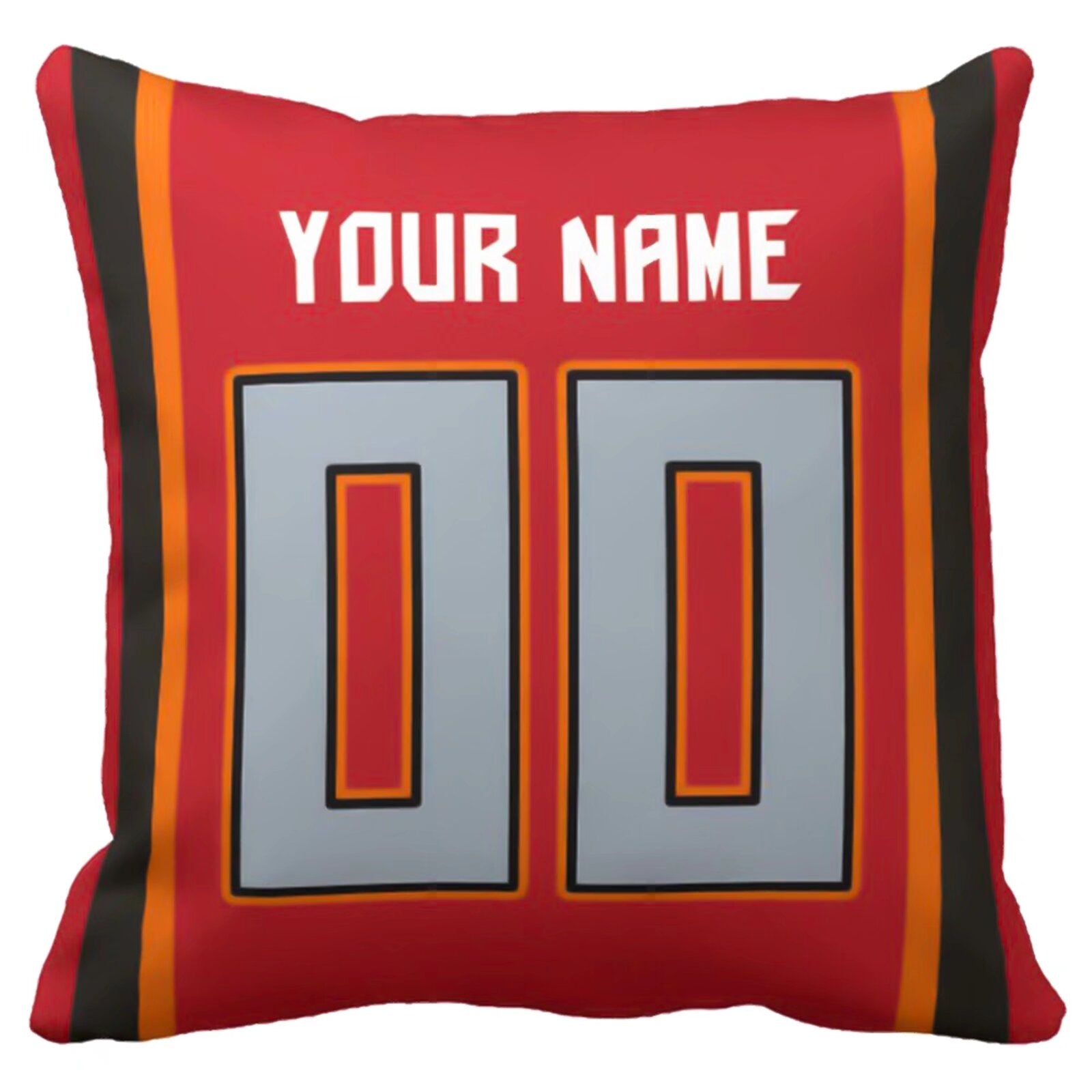 Tampa personalized football pillow alternate front view with name and number design