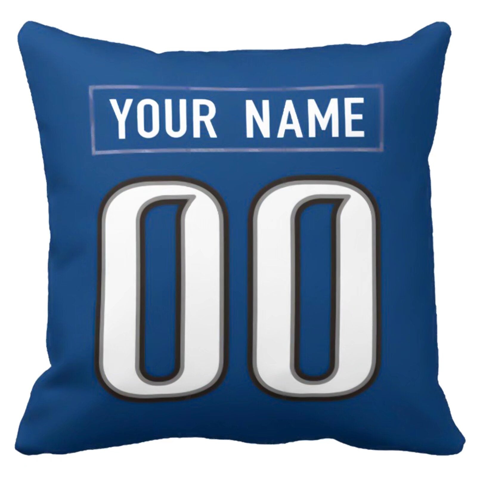 Detroit personalized football pillow alternate back view with arched name and number