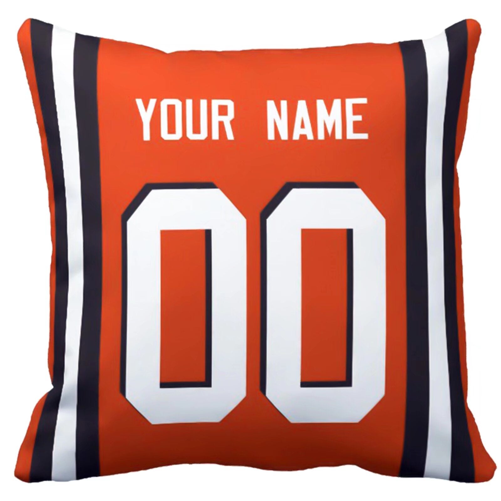 Cleveland personalized football pillow alternate back view with arched name and number