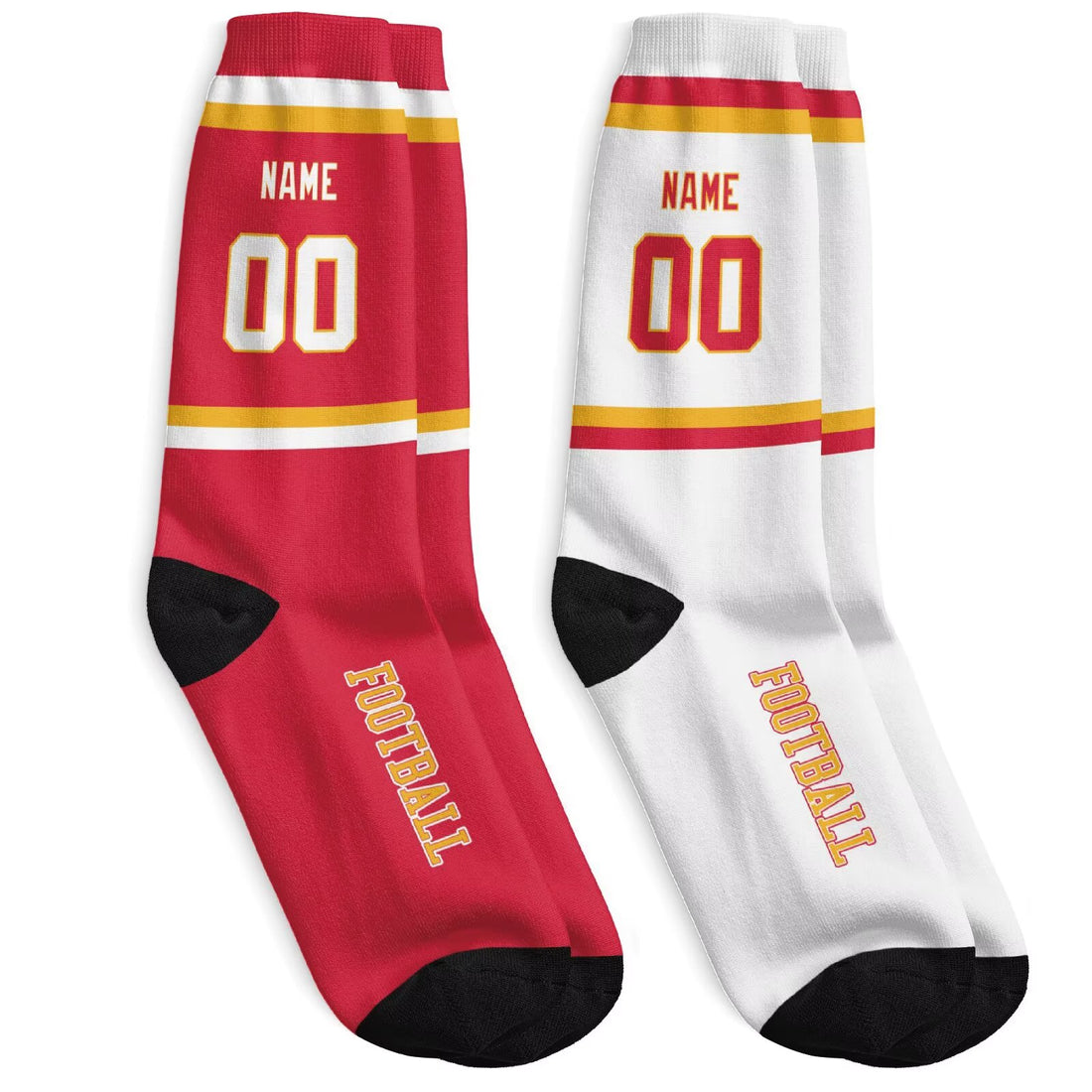 Custom Kansas Football Socks - Personalized Athletic Fan Crew Socks - Antking