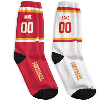 Custom Kansas Football Socks - Personalized Athletic Fan Crew Socks - Antking