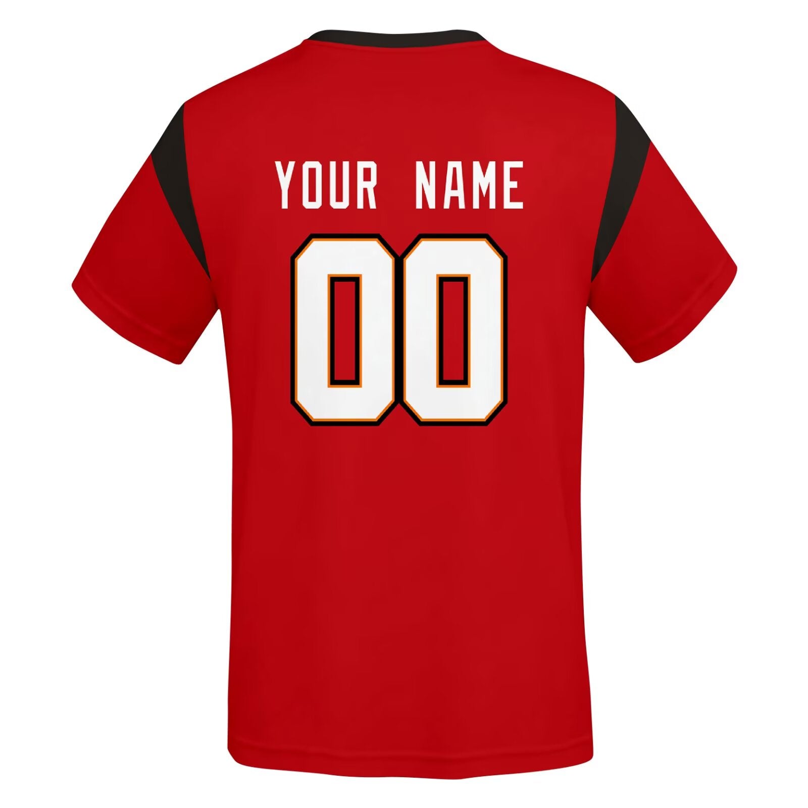 Tampa football style T-shirt back view with personalized name and number print