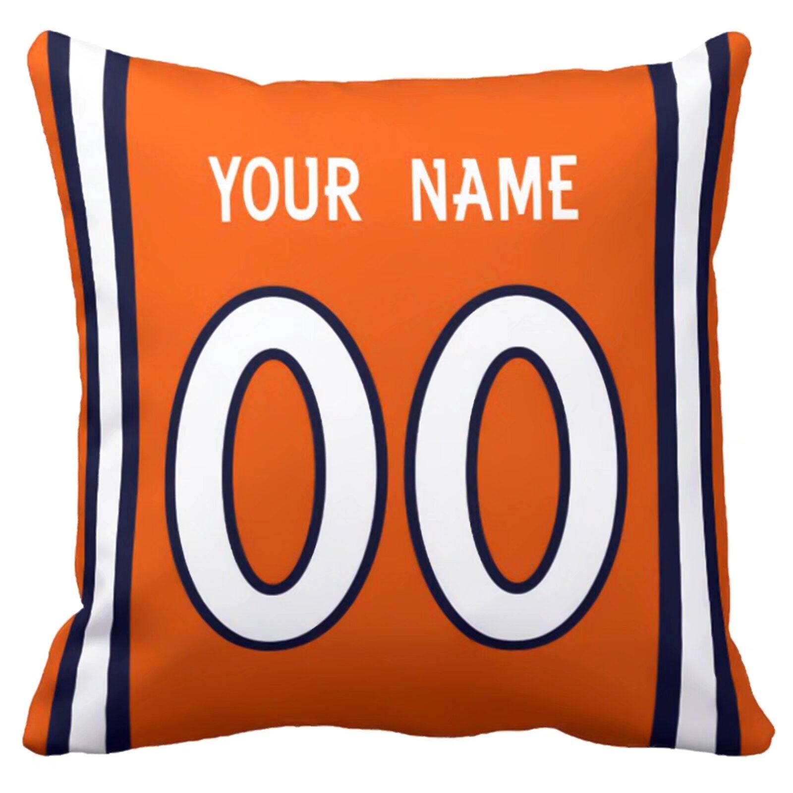 Denver personalized football pillow alternate front view with name and number design