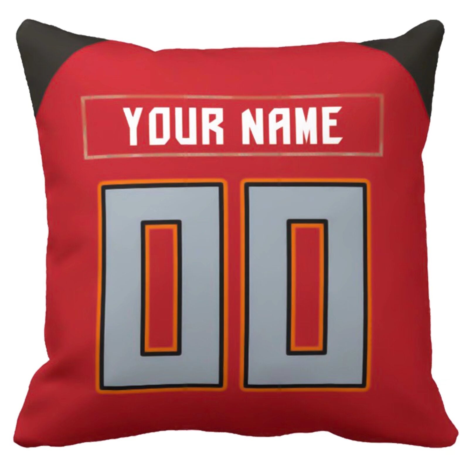 Tampa custom football throw pillow two-tone product view with name and number
