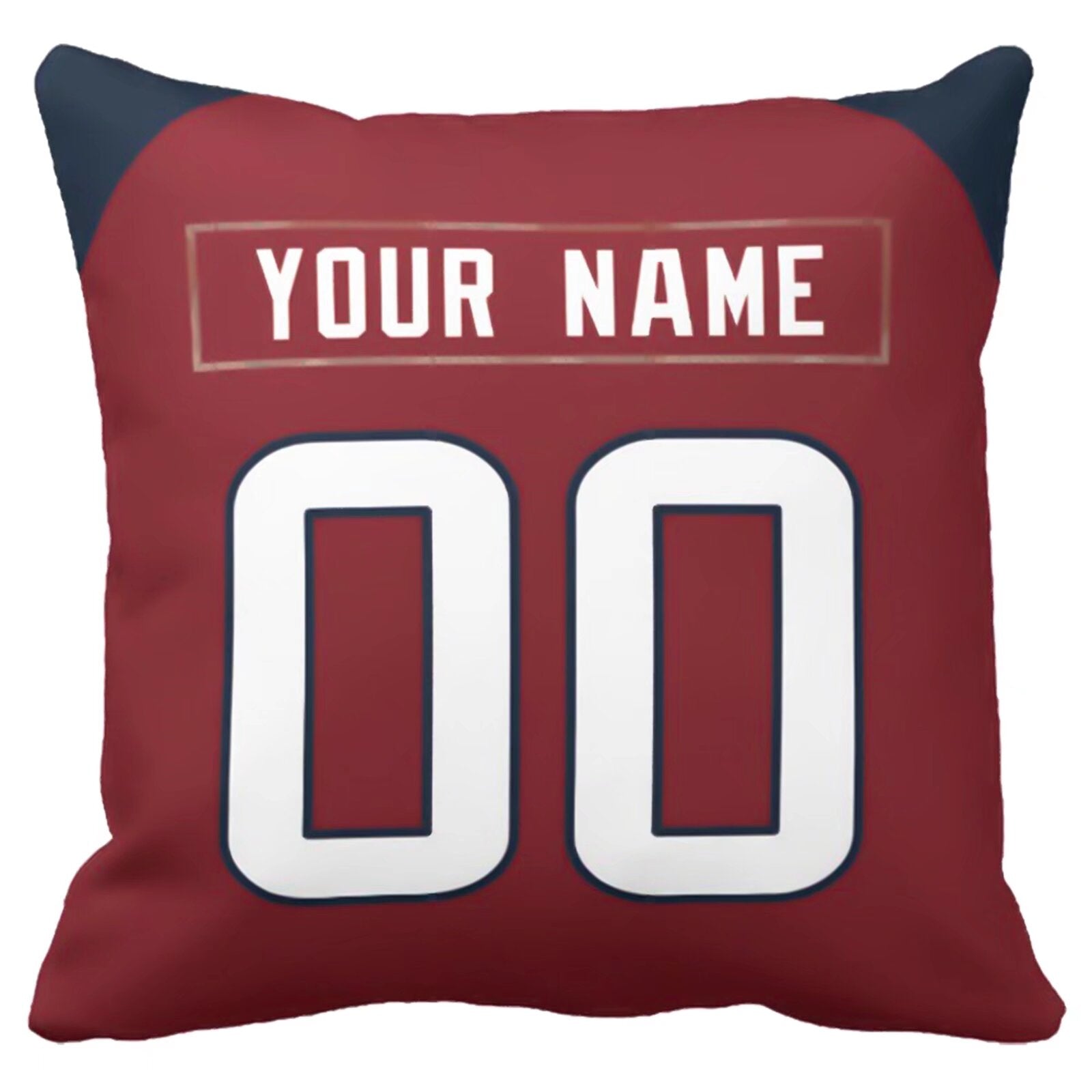 Houston custom football throw pillow two-tone product view with name and number