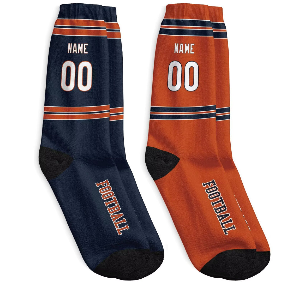 Custom Chicago Football Socks - Personalized Athletic Fan Crew Socks - Antking