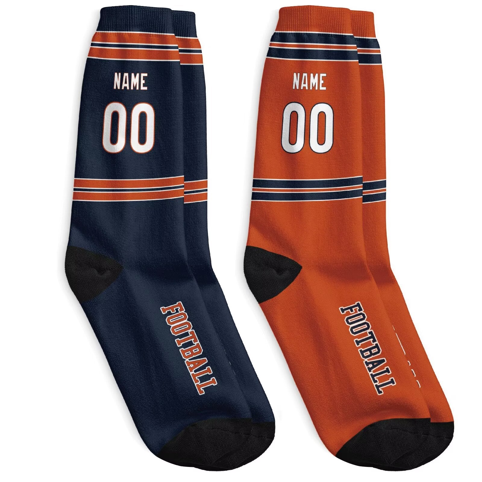 Custom Chicago Football Socks - Personalized Athletic Fan Crew Socks - Antking