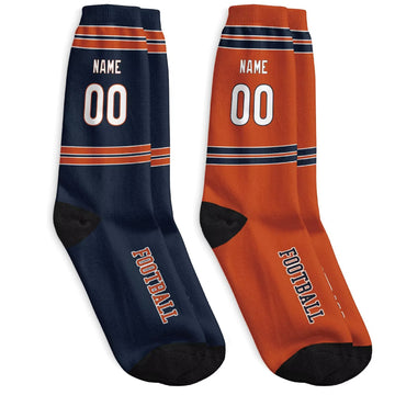 Custom Chicago Football Socks - Personalized Athletic Fan Crew Socks - Antking