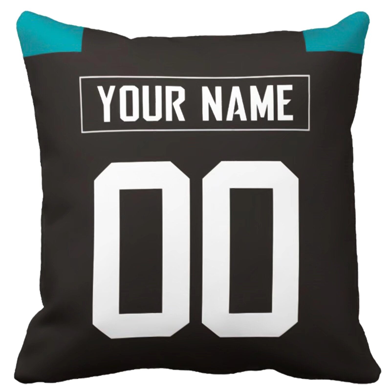 Jacksonville custom football throw pillow two-tone product view with name and number