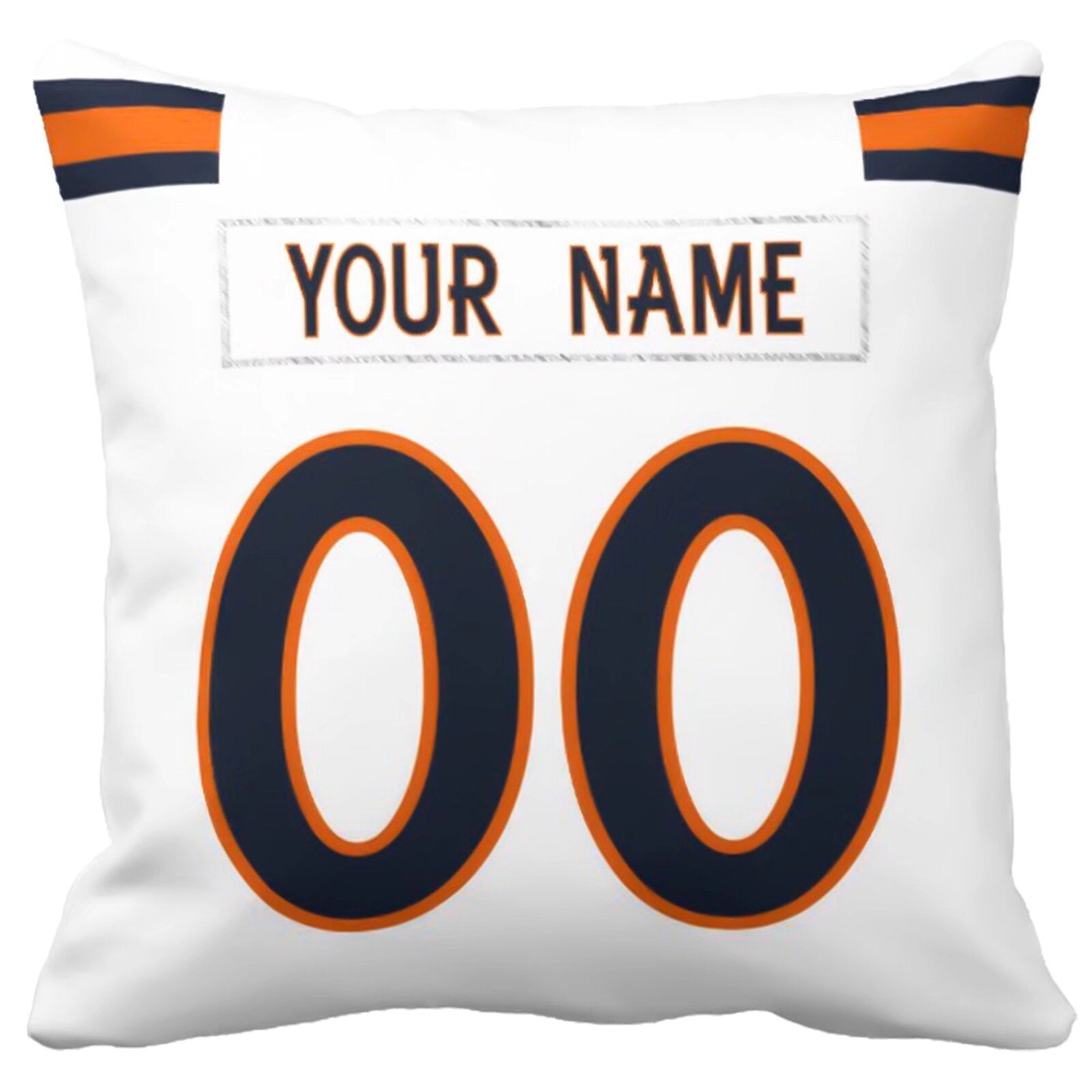 Denver custom football throw pillow two-tone product view with name and number