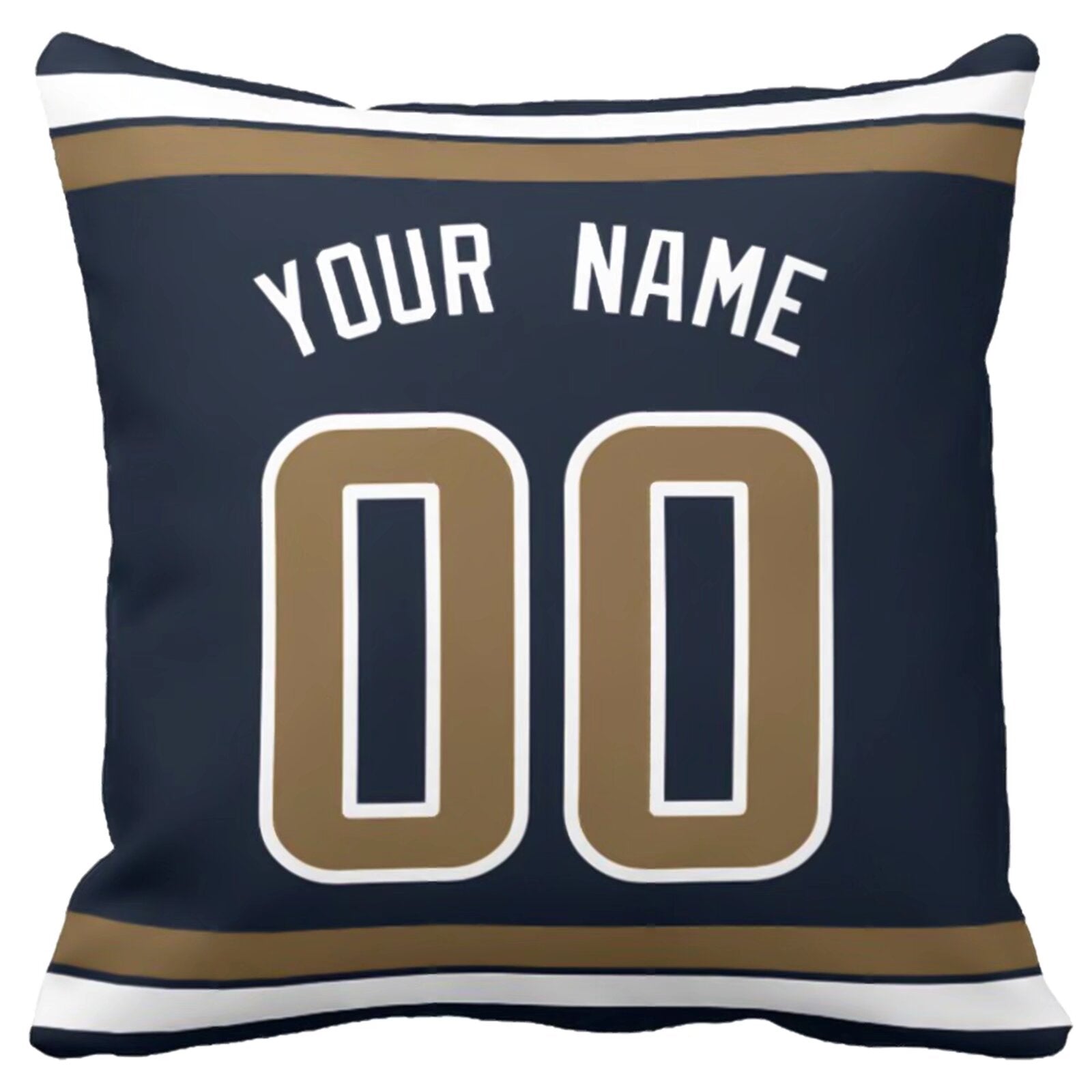 Los Angeles R football-inspired throw pillow back view with custom name and large number