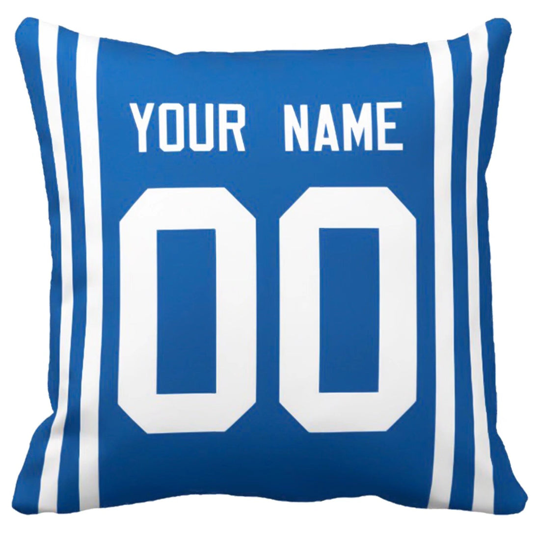 Indianapolis personalized football throw pillow set with custom name and number in city-inspired colors