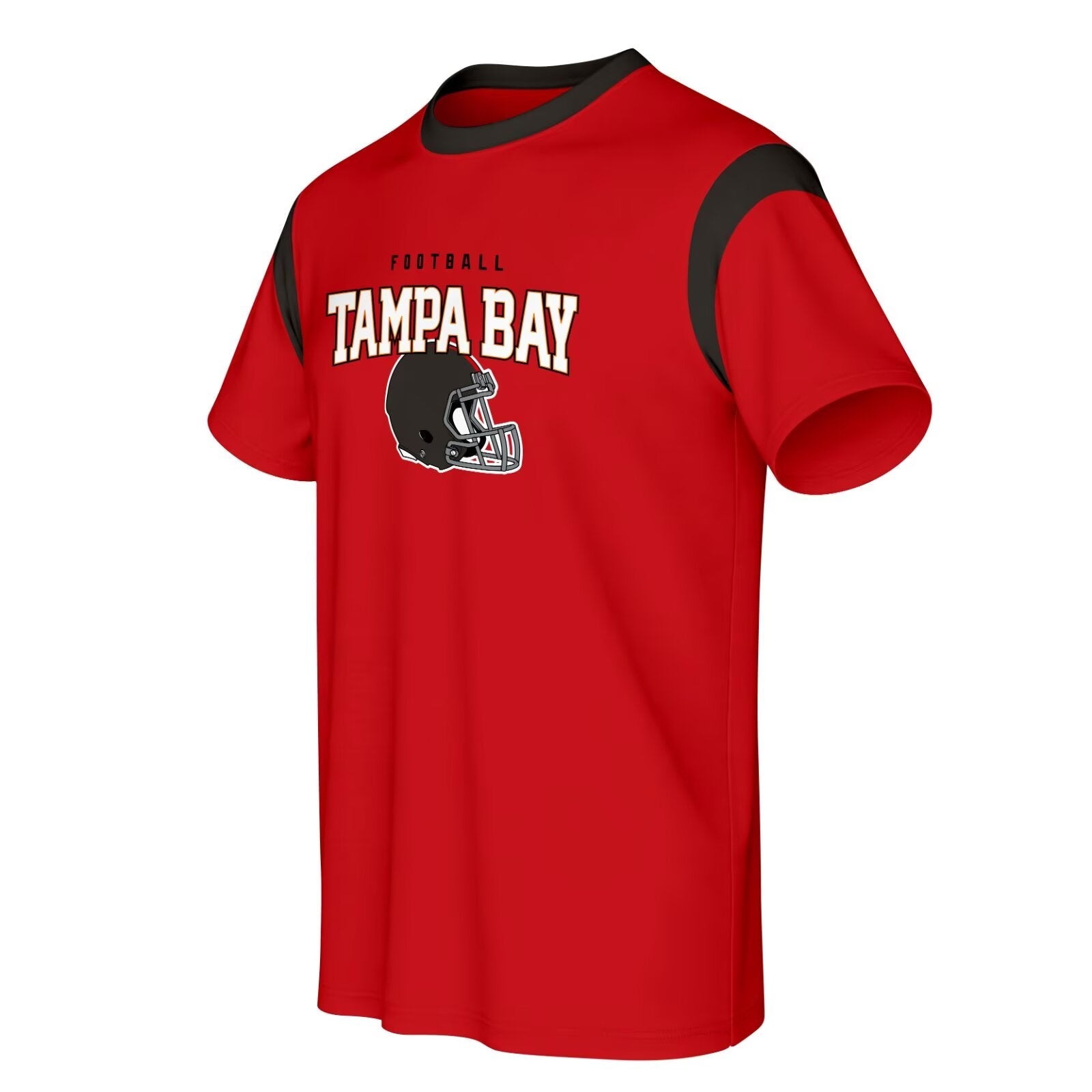 Tampa football style T-shirt front view with crewneck short sleeve design