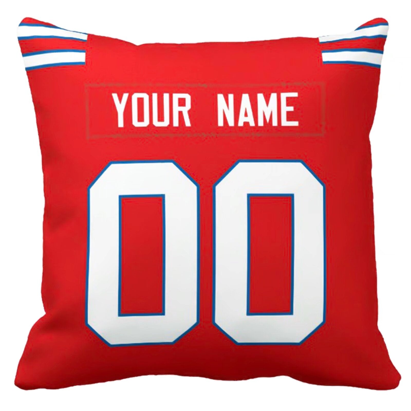 Buffalo custom football throw pillow two-tone product view with name and number