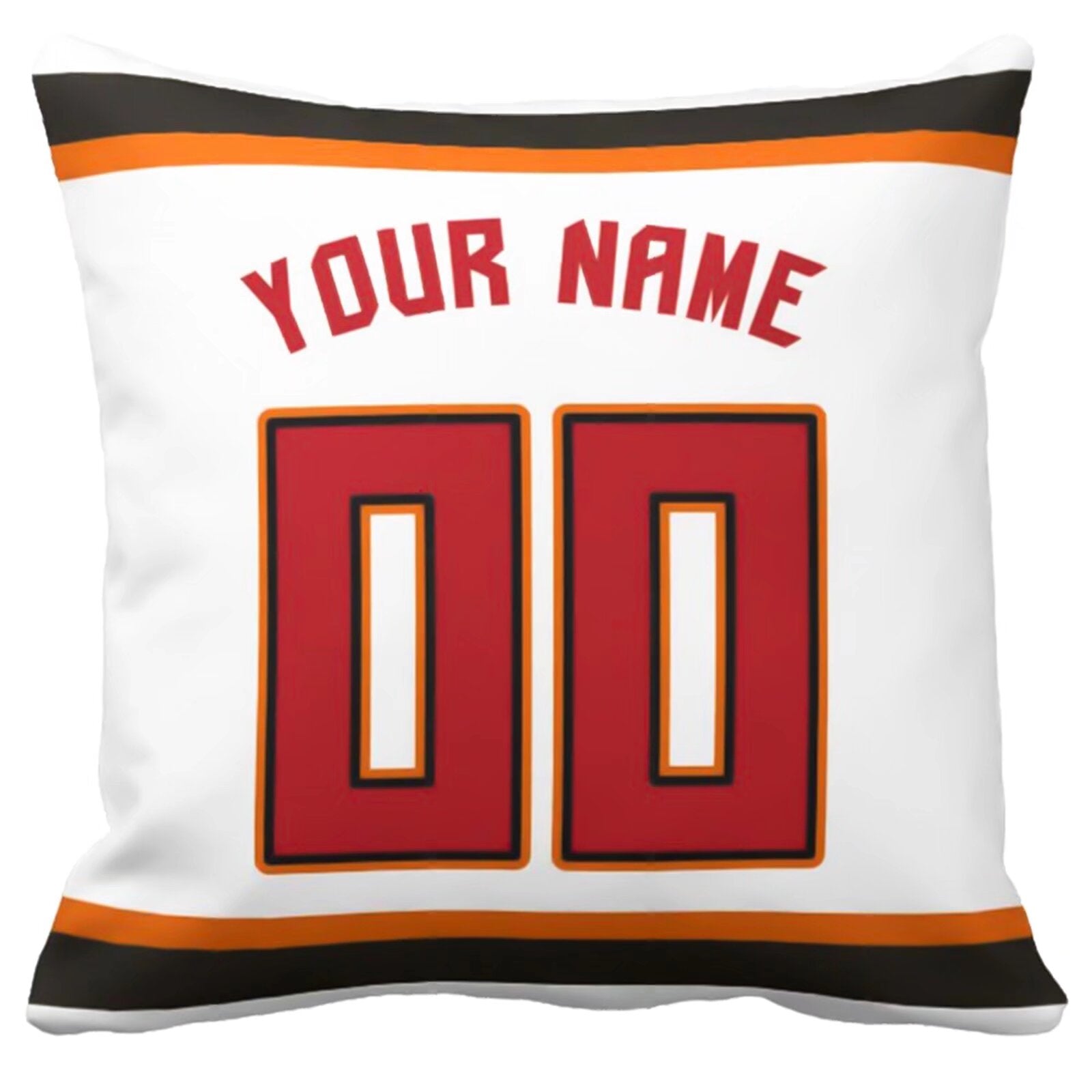 Tampa personalized football pillow alternate back view with arched name and number