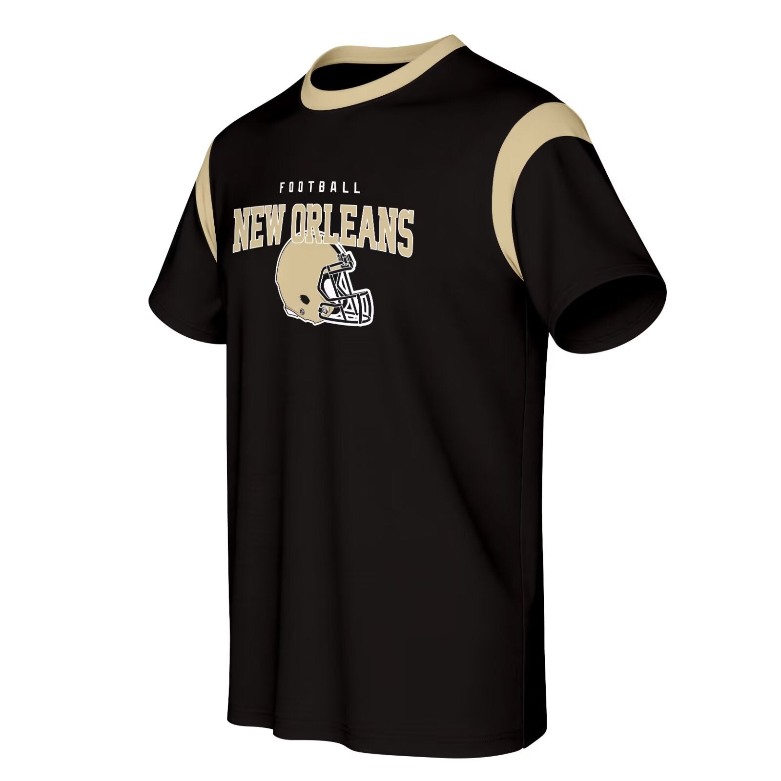 New Orleans football style T-shirt front view with crewneck short sleeve design