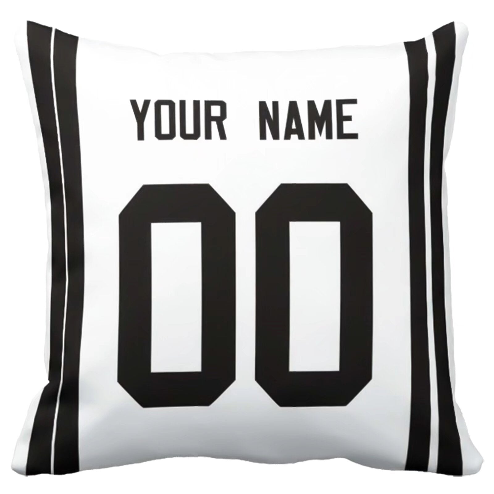 Las Vegas football-inspired throw pillow back view with custom name and large number