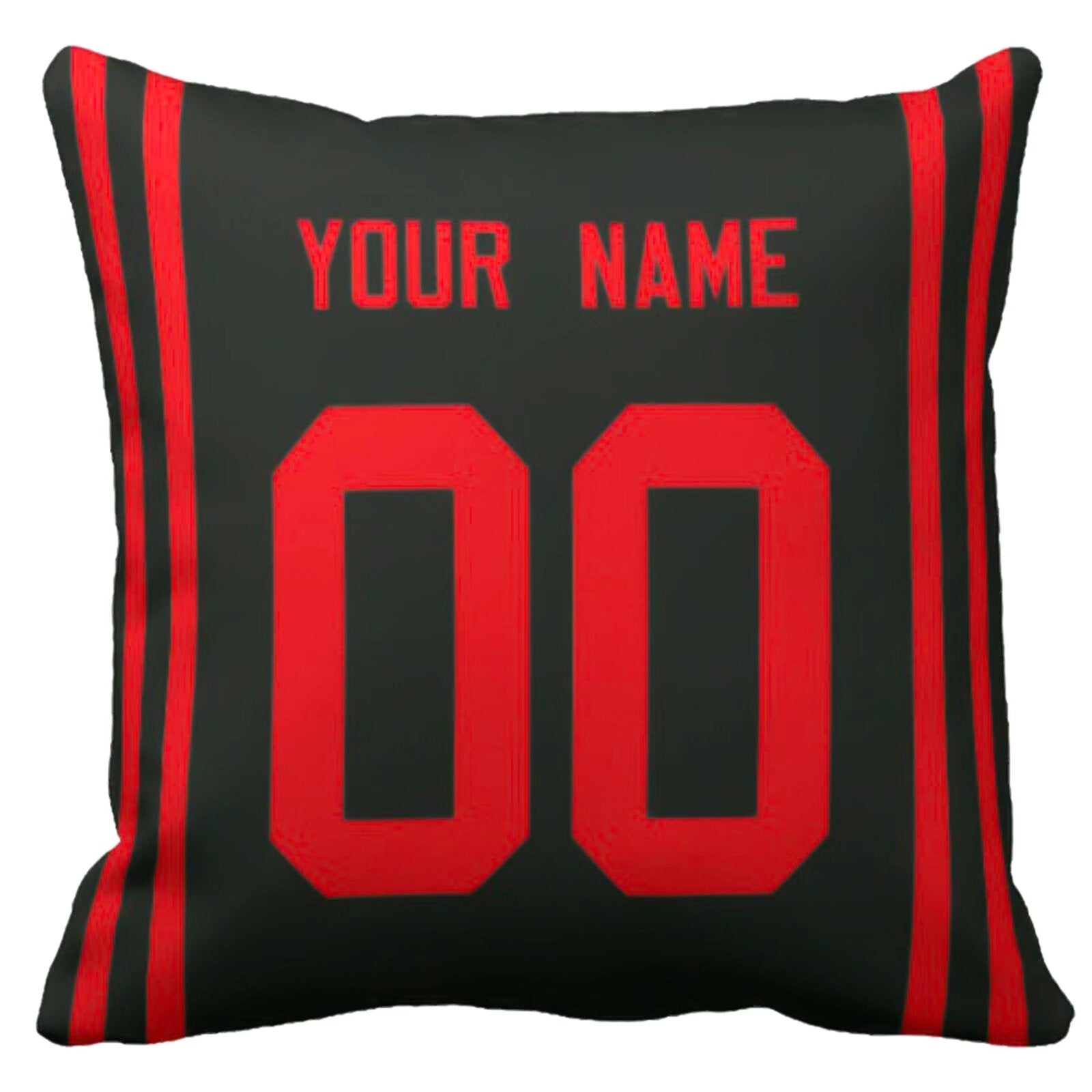 San Francisco custom football throw pillow front view with personalized name and number artwork