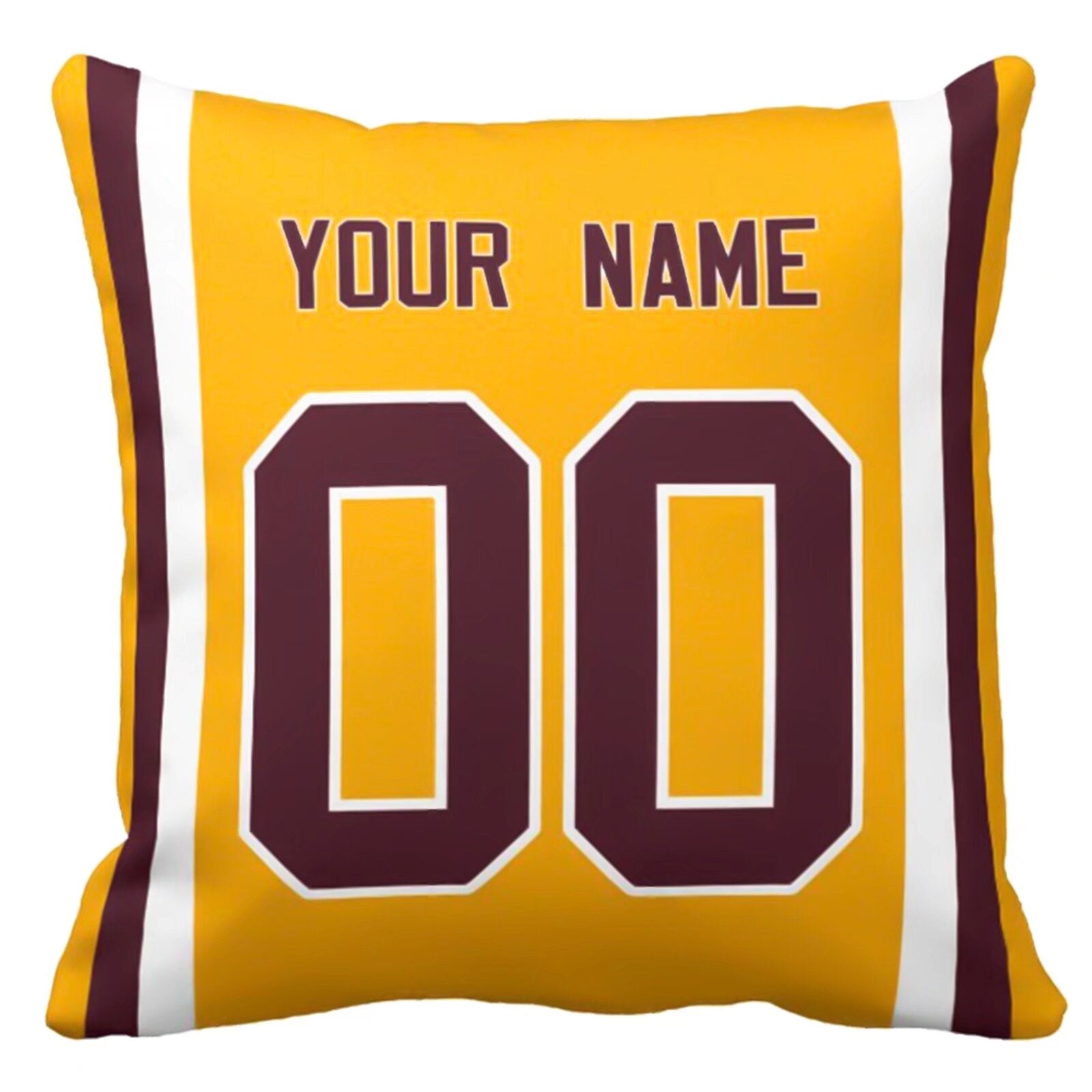 Washington personalized football pillow alternate front view with name and number design