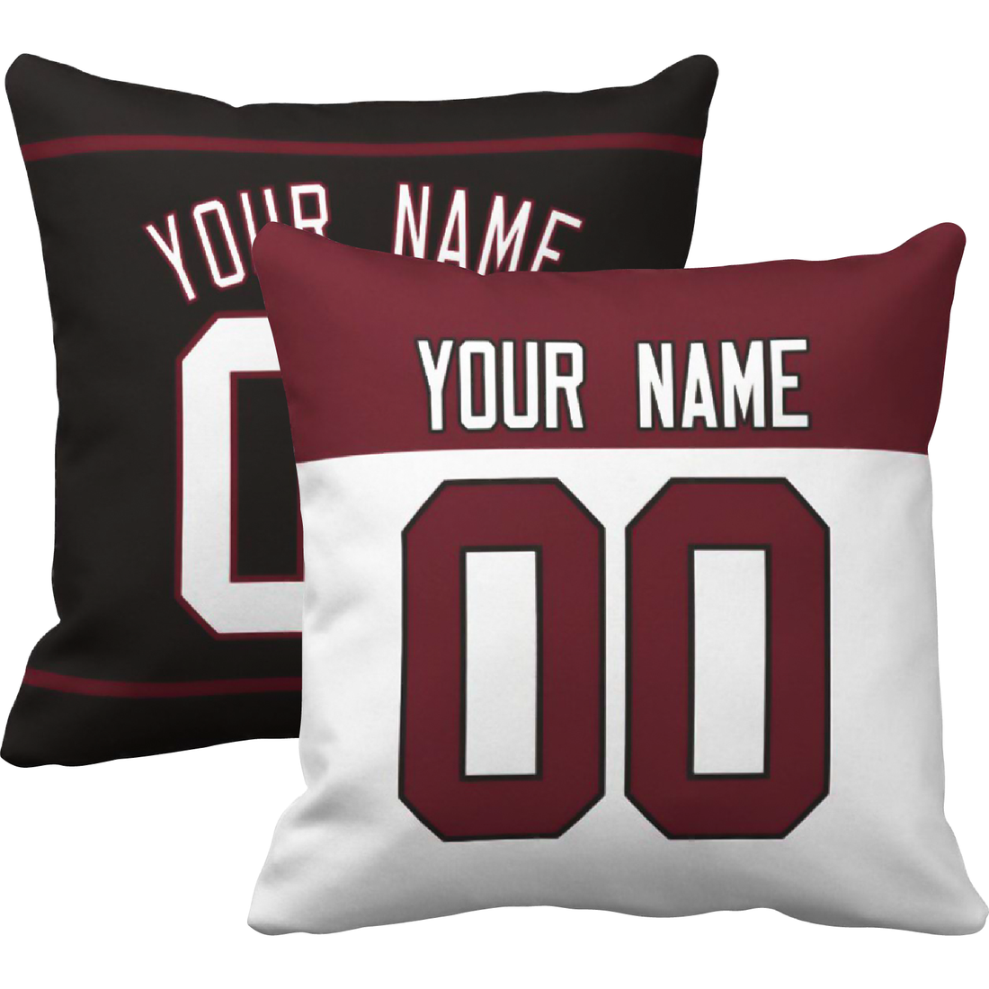 Arizona personalized football throw pillow set with custom name and number in city-inspired colors