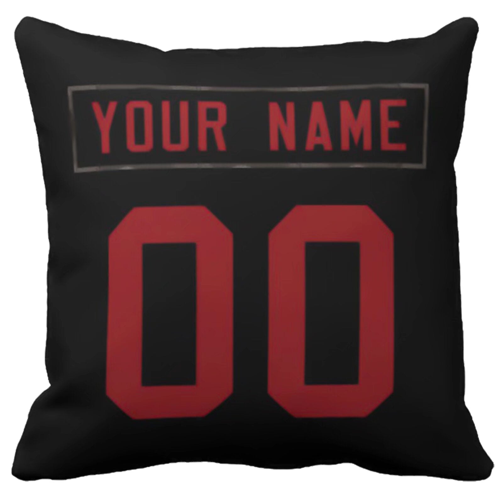 San Francisco custom football throw pillow two-tone product view with name and number