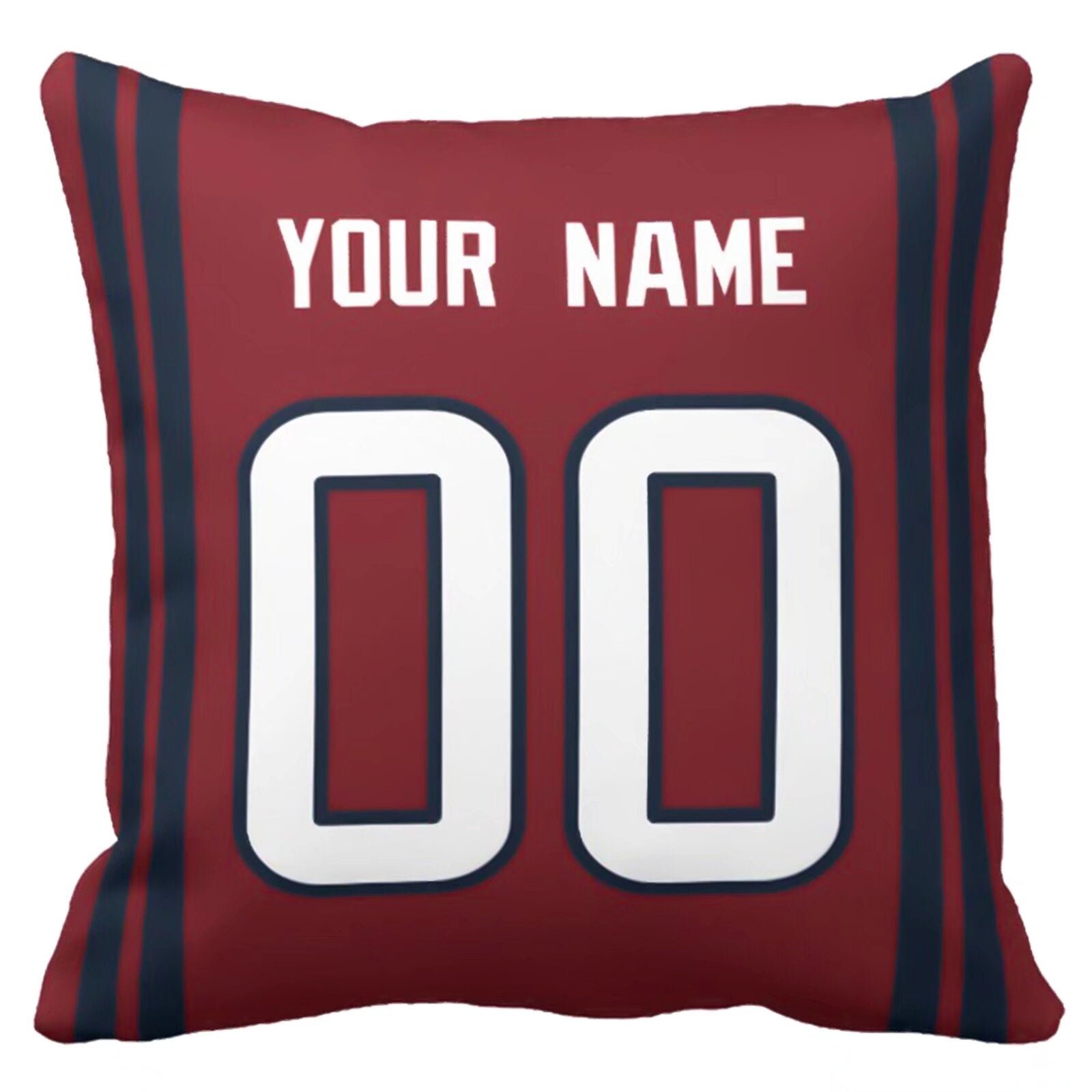 Houston personalized football pillow alternate front view with name and number design