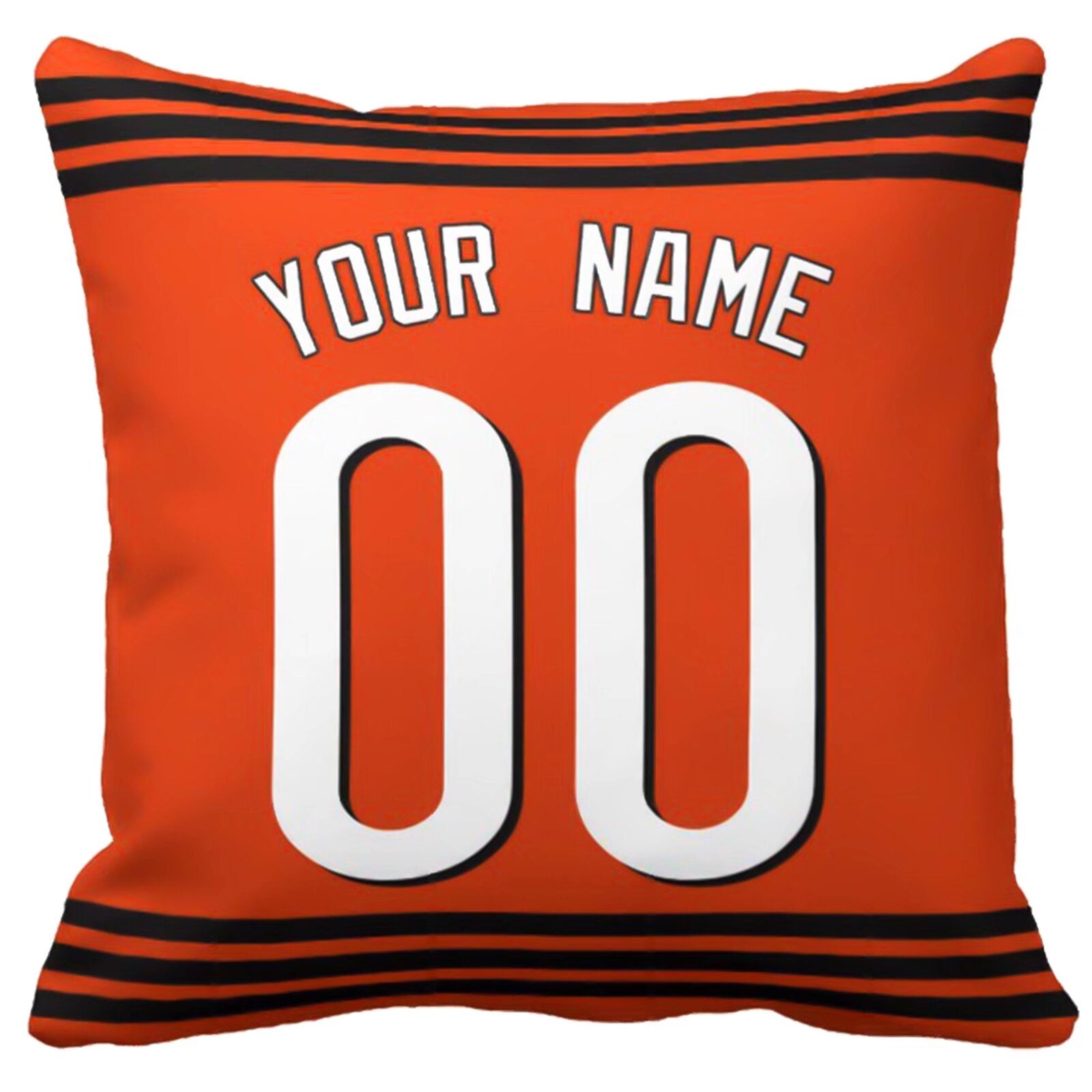 Cincinnati personalized football pillow alternate back view with arched name and number