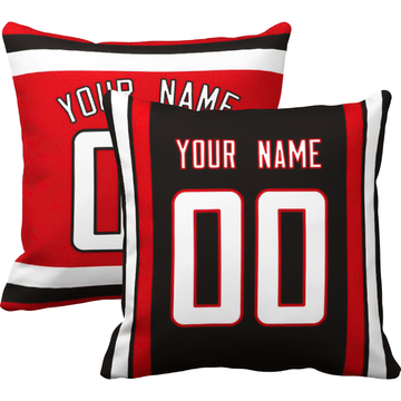 Atlanta personalized football throw pillow set with custom name and number in city-inspired colors