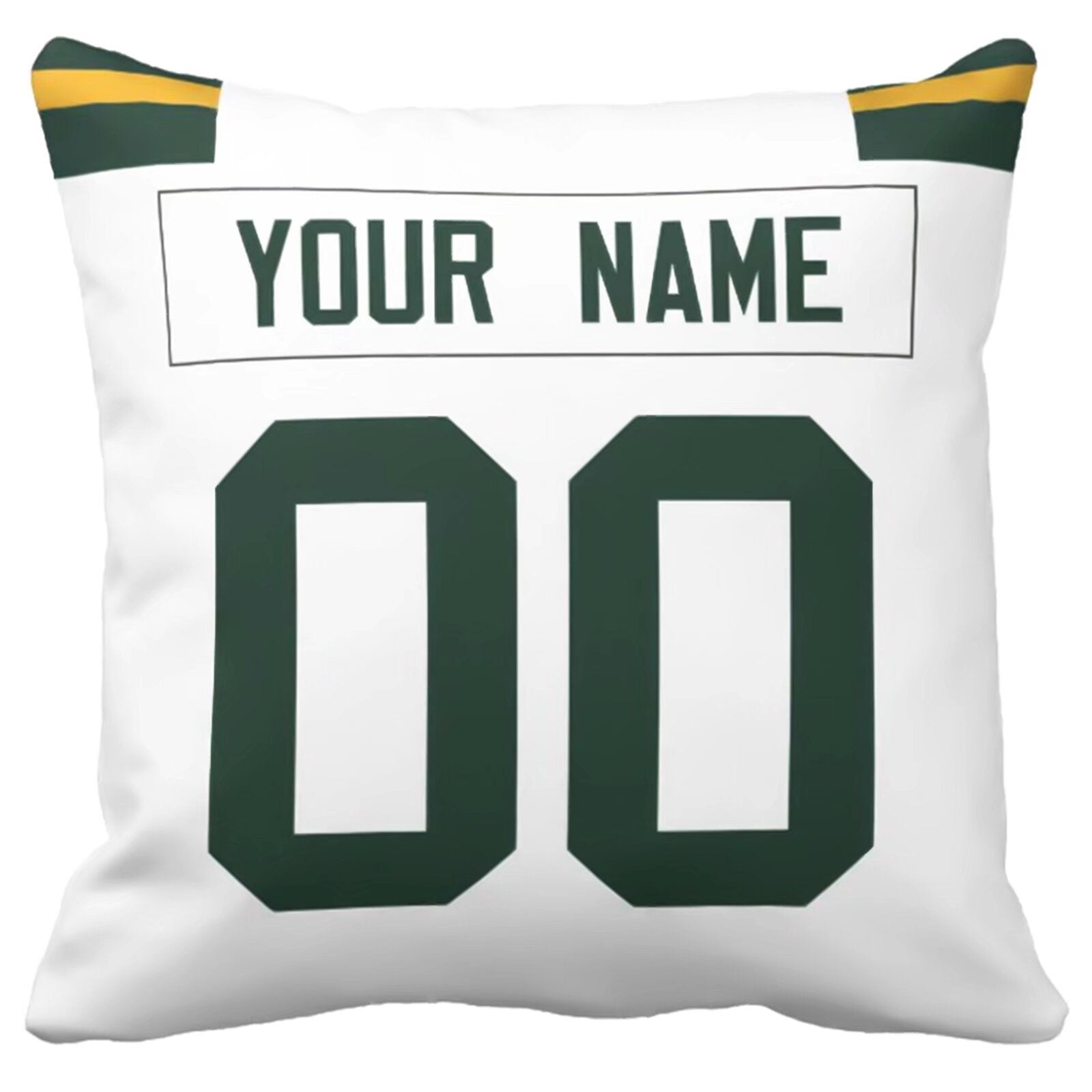 Green Bay personalized football pillow extra product view showing custom name and number design