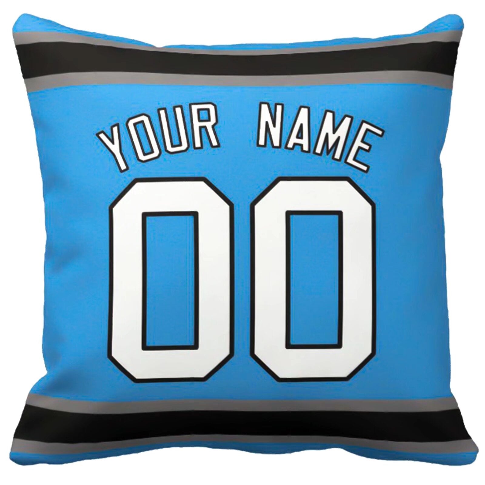 Carolina personalized football pillow alternate front view with name and number design