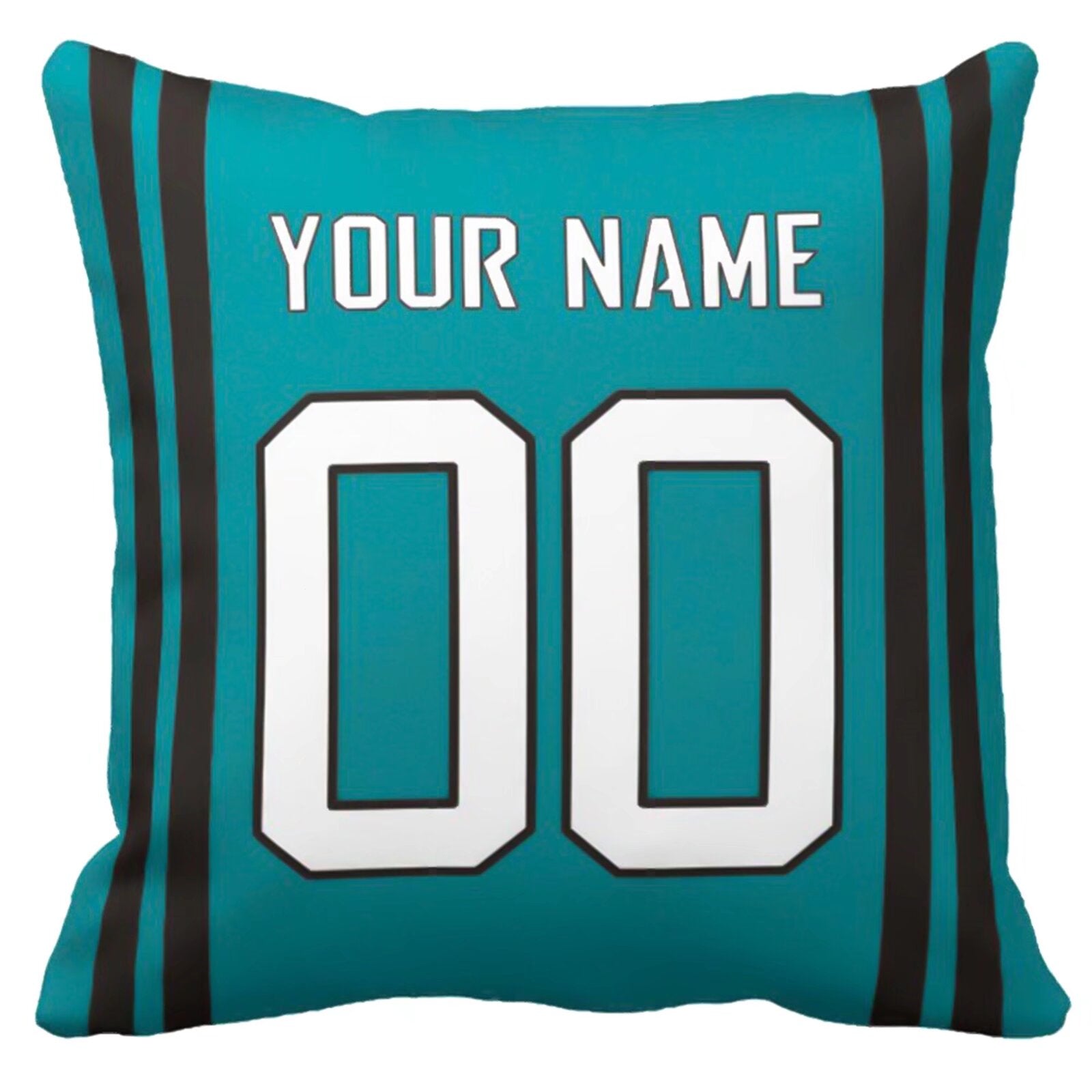 Jacksonville personalized football pillow alternate front view with name and number design