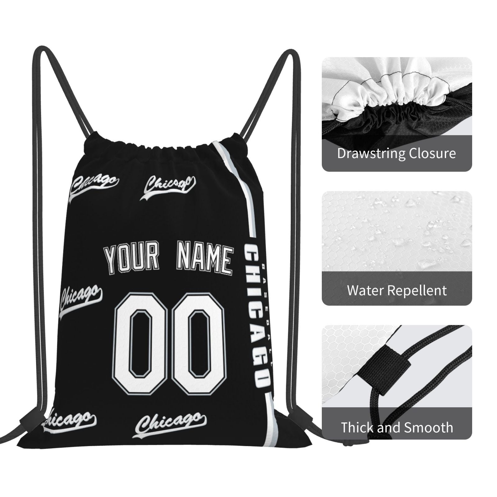 ANTKING Chicago Drawstring Bags Backpack Custom any Name and Number for Men Women Boy Gifts ANTKING