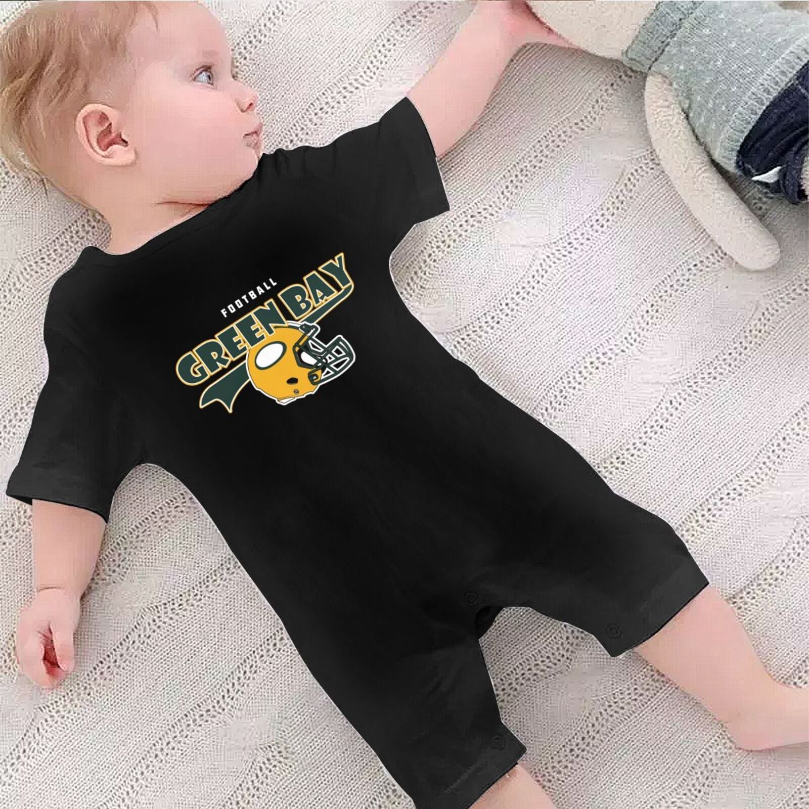 Personalized Green Bay Baby Football Bodysuit - Custom Name & Number - Antking ANTKING